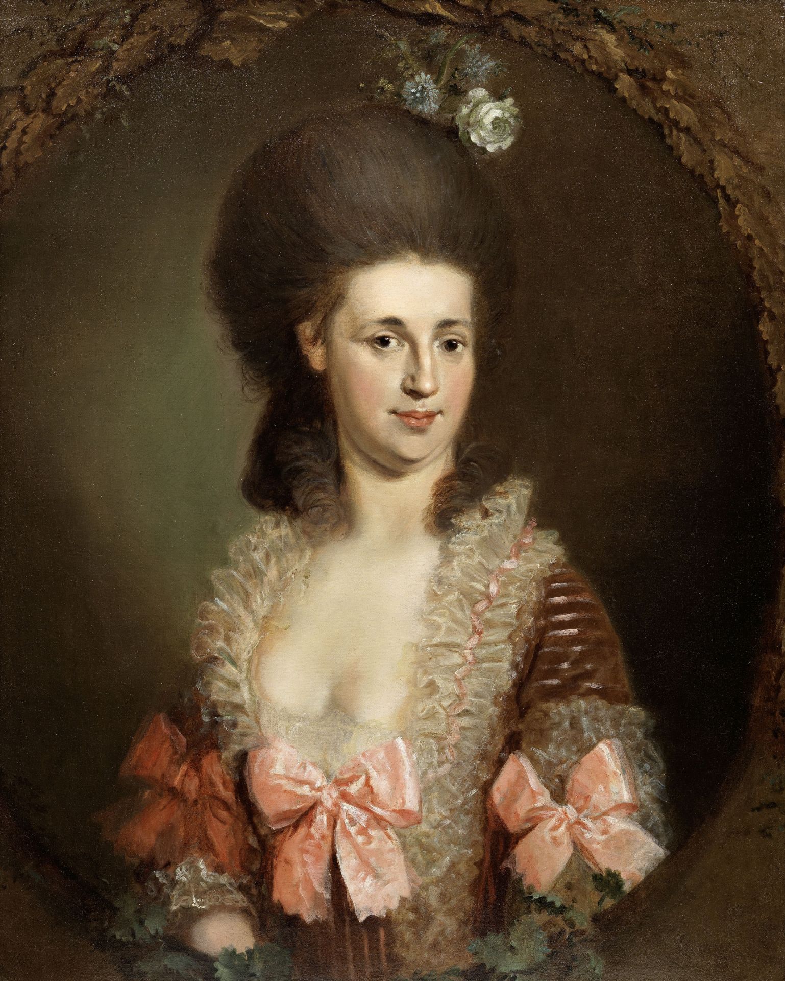 Johann Ernst Heinsius (Thuringia 1740-1812 Erfurt) Portrait of a lady, half-length, in a pink dre...