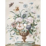 * Macret (active France, 1742) Still life of flowers in a bronze vase with insects