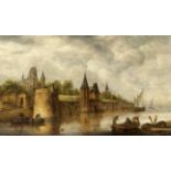 Follower of Jan Josefsz. van Goyen (Leiden 1596-1656 The Hague) A river landscape with figures in...