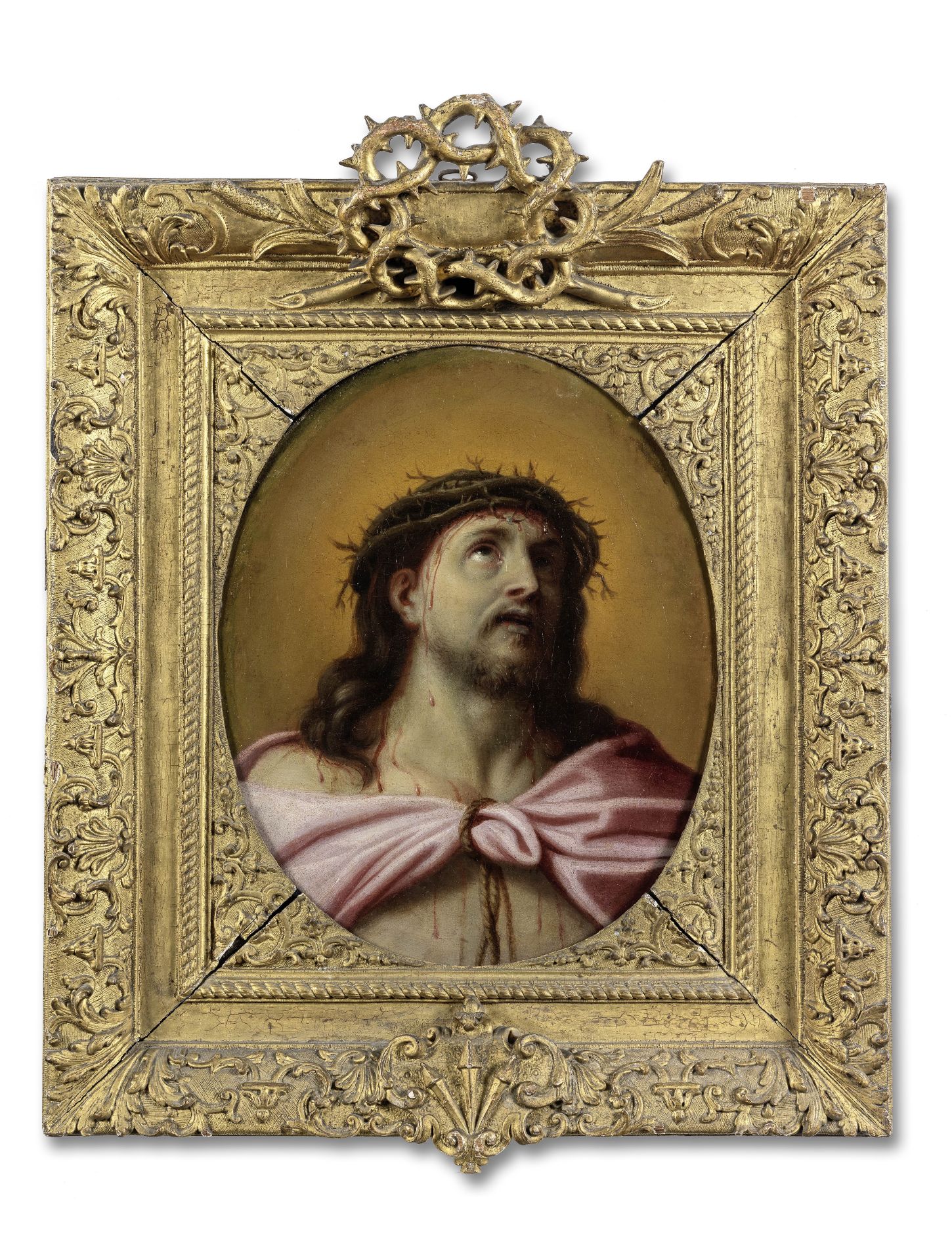 French School, 17th Century Christ as the Man of Sorrows in a carved and gilt frame