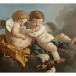 Jean Jacques Lagrenee the Younger (Paris 1739-1821) Two putti with doves amongst clouds