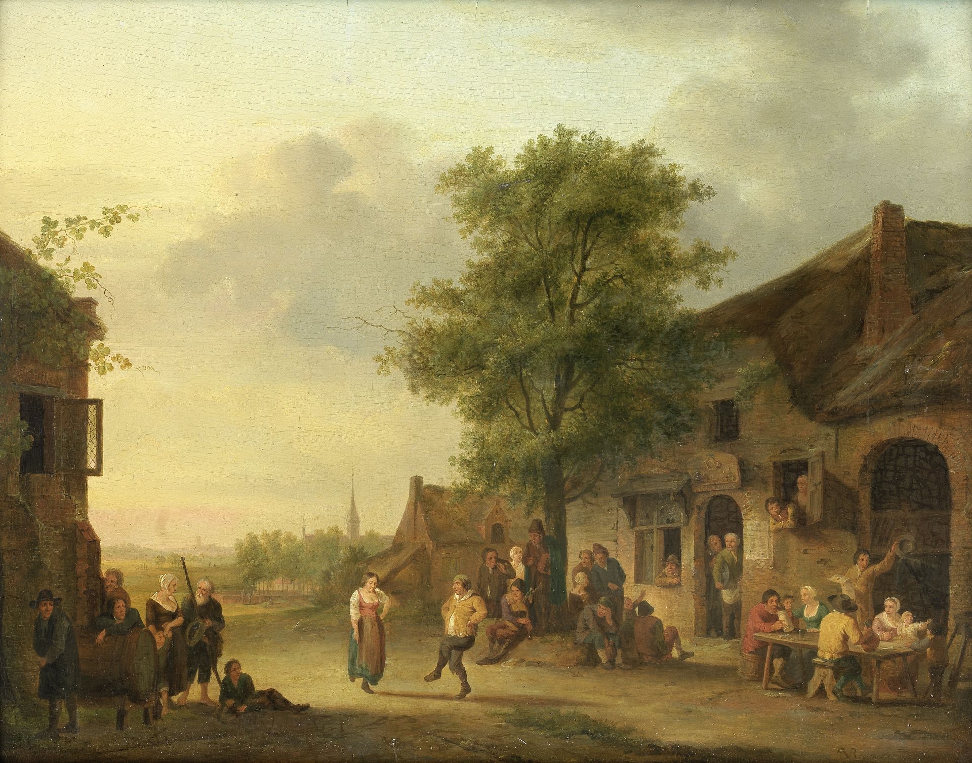 Petrus Johann van Regemorter (Antwerp 1755-1830) Figures outside an inn