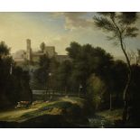 Circle of Gaspard Dughet, called Gaspard Poussin (Rome 1615-1675) A wooded Italianate landscape w...