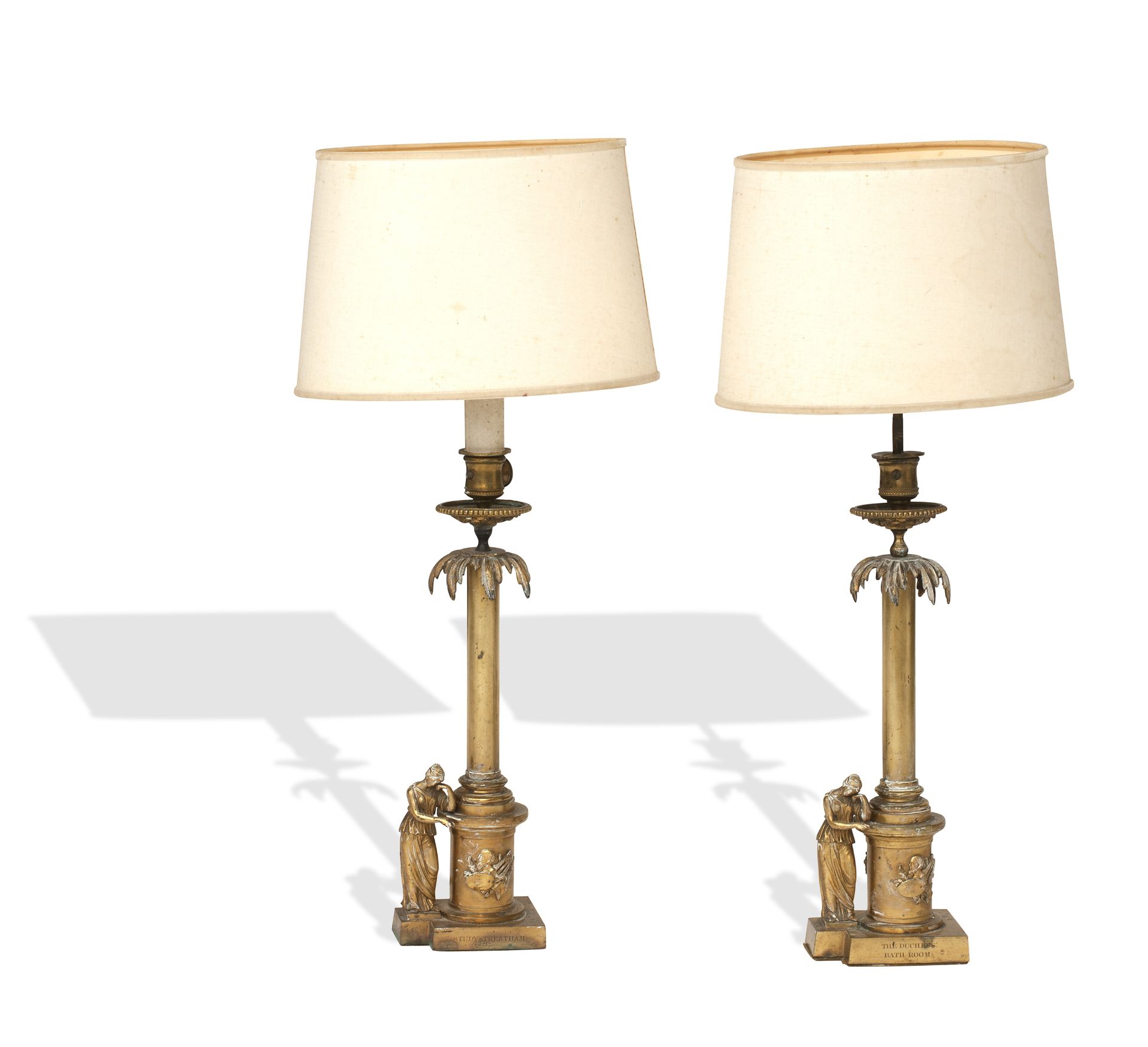 A pair of 19th century gilt brass lamp bases (2)