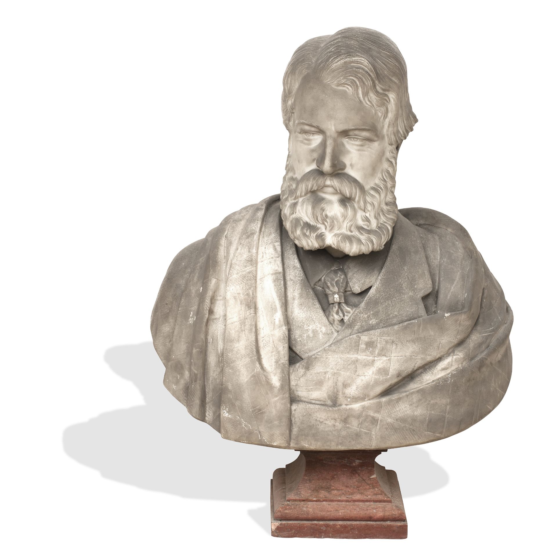 A large white marble bust of Cromartie Sutherland-Leveson-Gower, 4th Duke of Sutherland (1851-191...