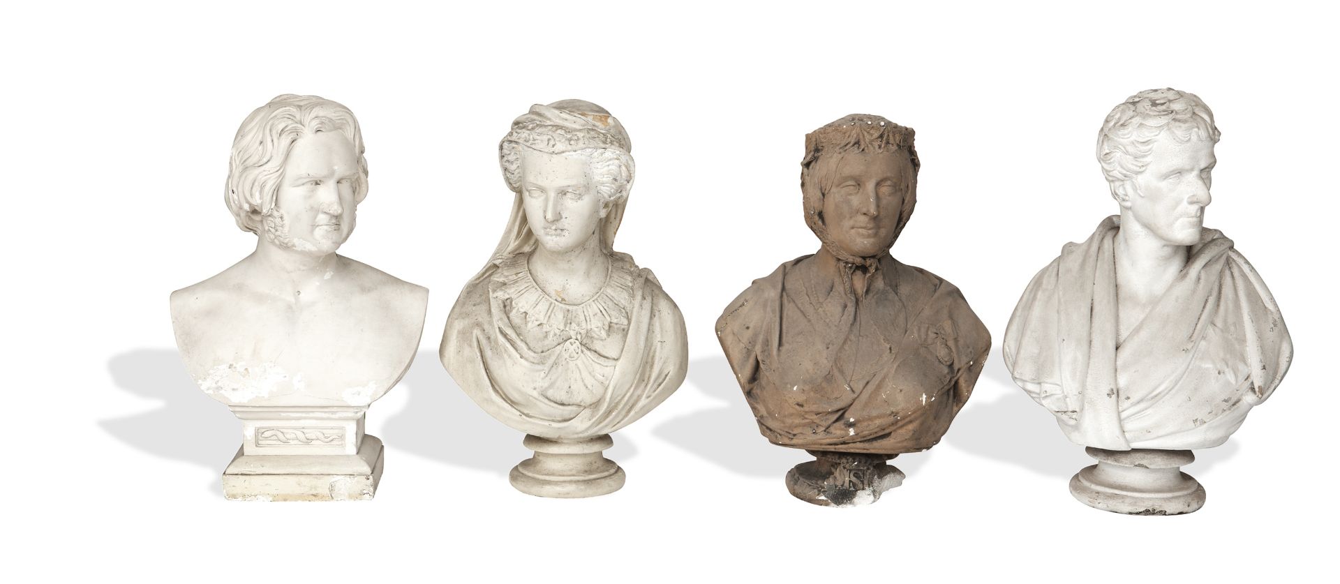 A collection of four Victorian plaster busts (4)