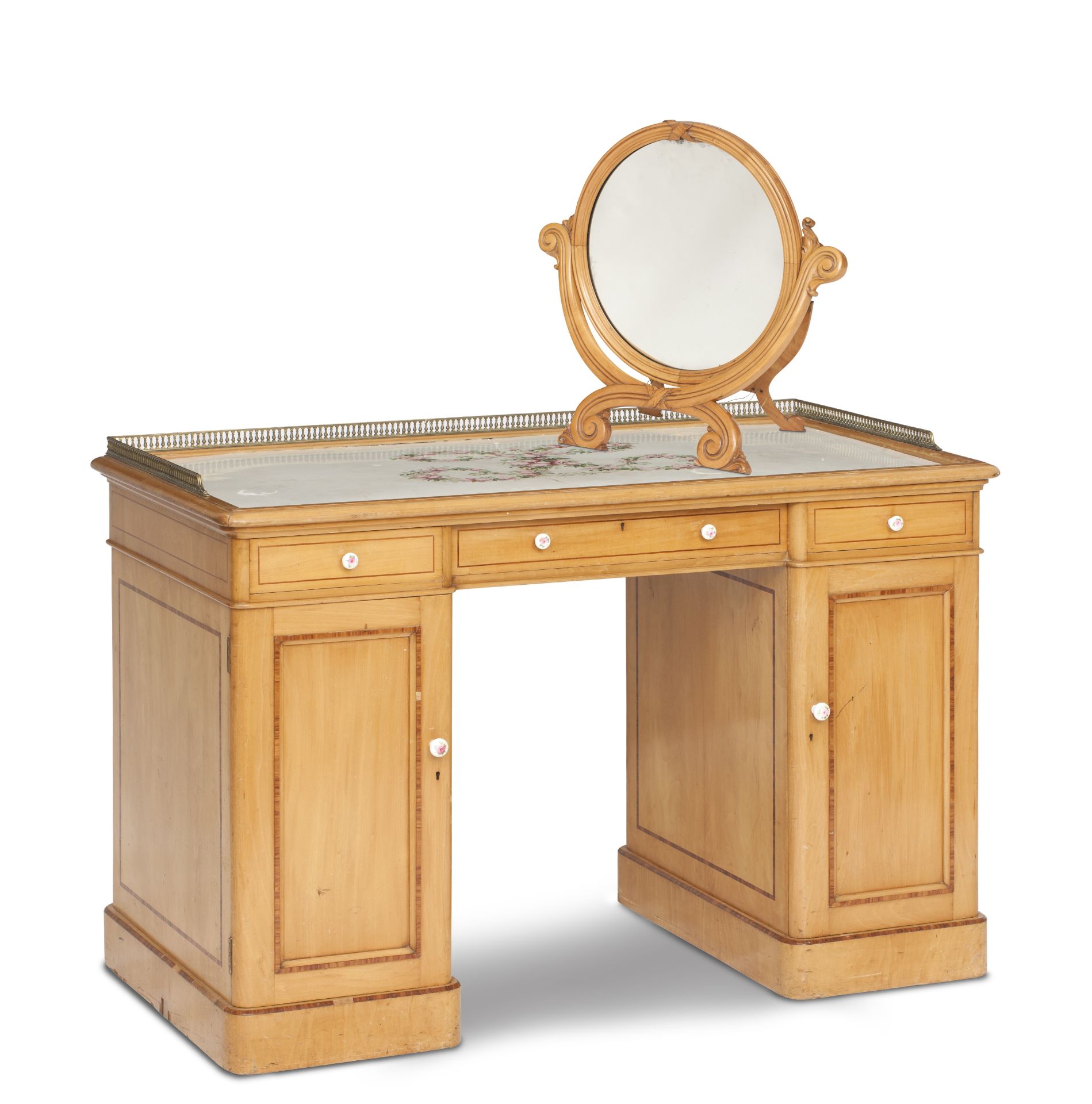 A late Victorian satinbirch dressing table