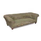 An early 20th century tweed upholstered chesterfield sofa