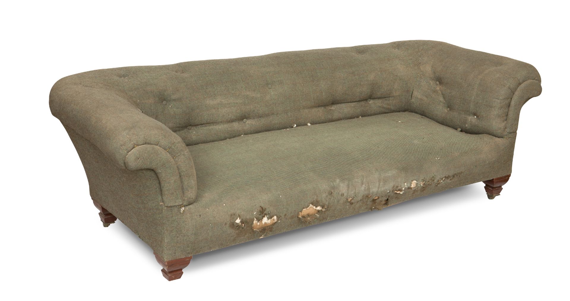 An early 20th century tweed upholstered chesterfield sofa