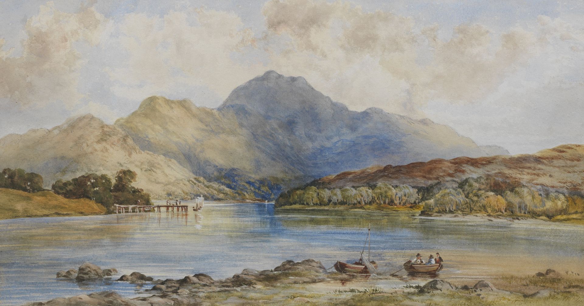 Scottish School (Early 19th Century) Fisherman on a loch