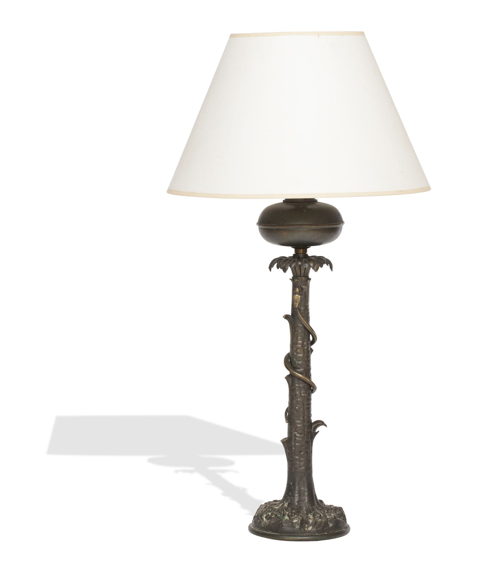 A 19th century brass paraffin lamp