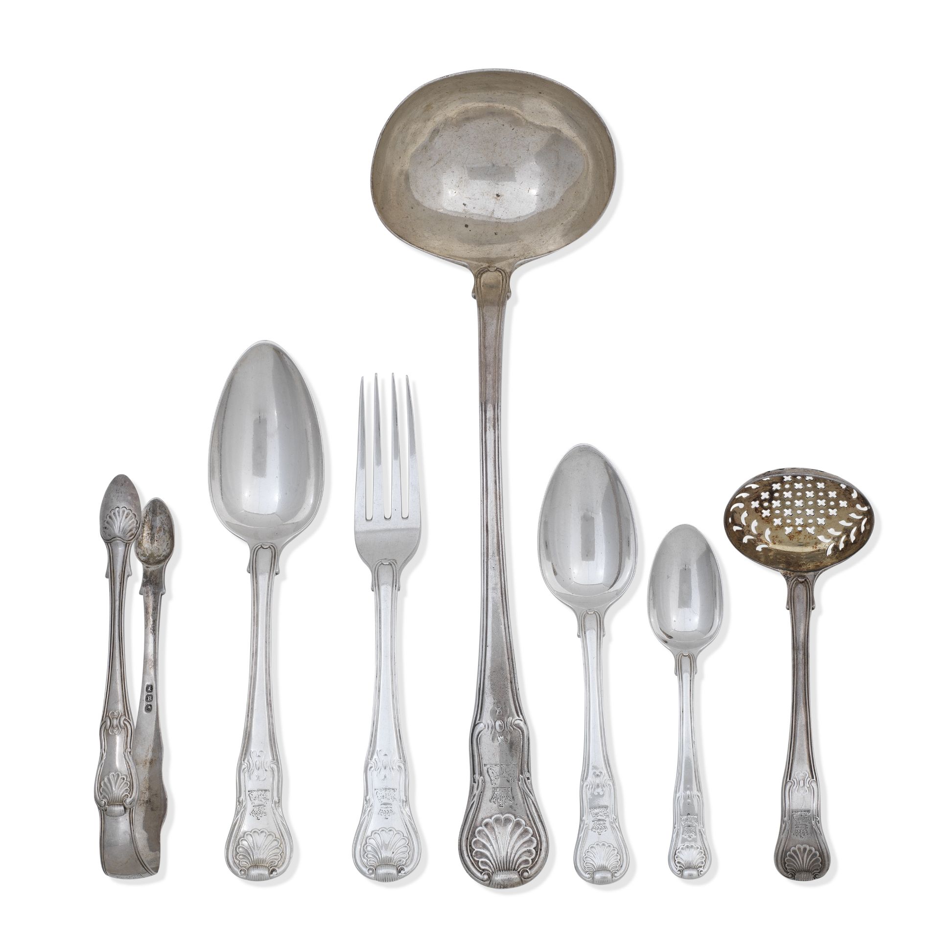 A Collection of George III King's pattern, hourglass variant flatware By Thomas Barker, London 18...