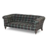 A late 19th/ early 20th century tartan upholstered chesterfield sofa