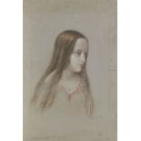 British school, 19th century Bust portrait of a girl (together with a similar pastel portrait of ...