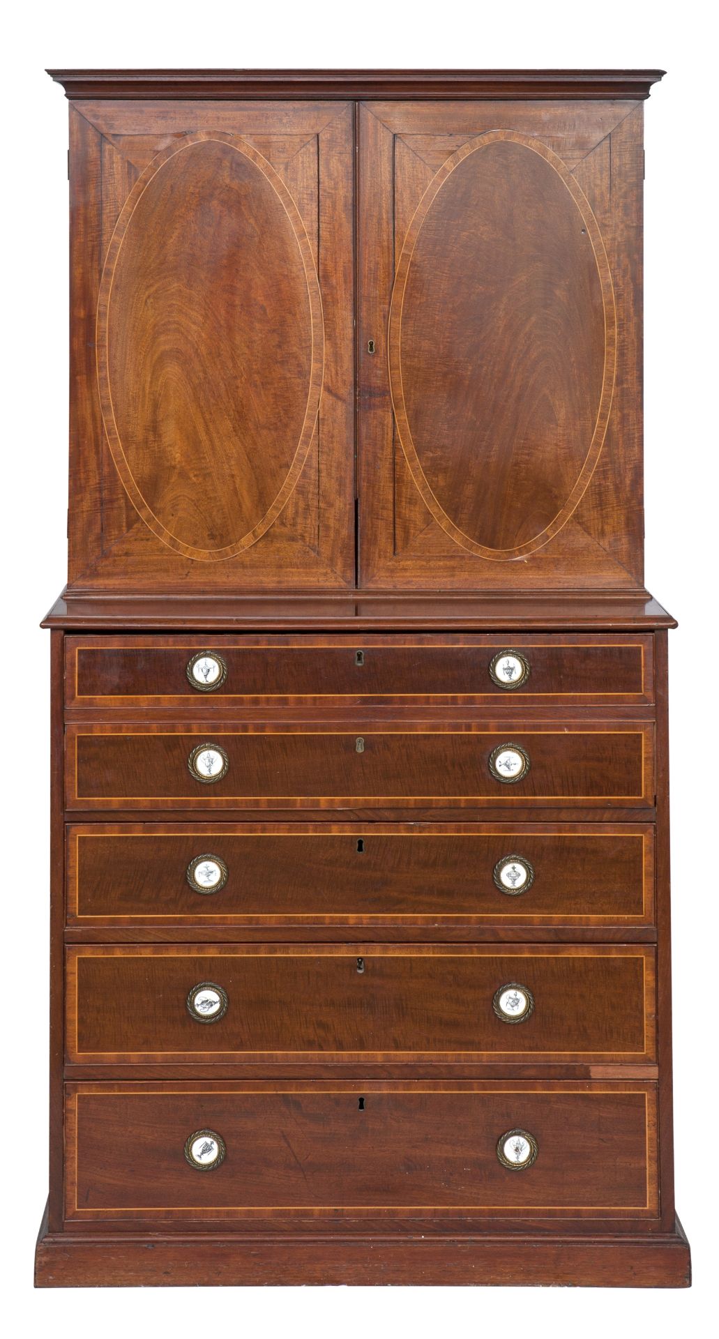 A George III mahogany secretaire cabinet