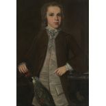 Scottish School, 18th Century Portrait of boy, three-quarter-length, feeding a parrot