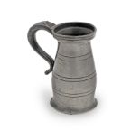 A George III pewter OEWS gill lidless baluster measure, Wigan, circa 1800