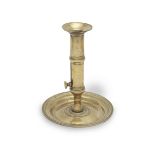 An unusual George II brass ejector candlestick, circa 1740 Engraved 'THE TOWN OF PERTH'