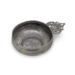 A George III pewter porringer, Bristol, circa 1780