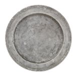 An unusual George III pewter beaded edged plate, Bristol, circa 1795