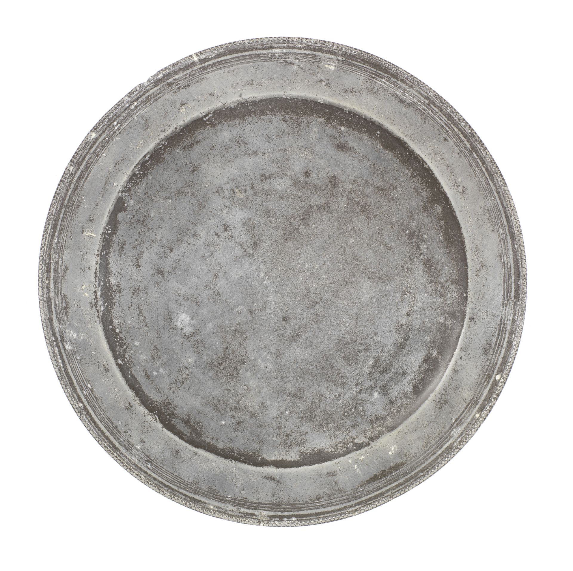 An unusual George III pewter beaded edged plate, Bristol, circa 1795