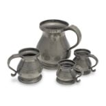 Four George VI pewter Imperial squat bulbous measures, Wigan, circa 1830 (4)