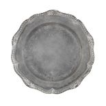 An uncommon George II pewter five lobed wavy edged plate, circa 1750