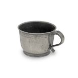 A George II pewter half-reputed-quart single-handled cup, Wigan, circa 1750 ( )