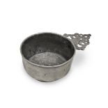 A Charles II pewter OEWS half-pint porringer, Wigan, circa 1680