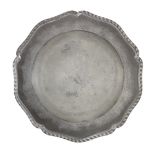 A George II/III pewter five lobed wavy-edged plate, circa 1760