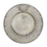 An extremely fine Charles II pewter broad rim charger, circa 1660