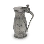 A rare and fine Tudor pewter slim ball and wedge baluster measure, circa 1550-1600