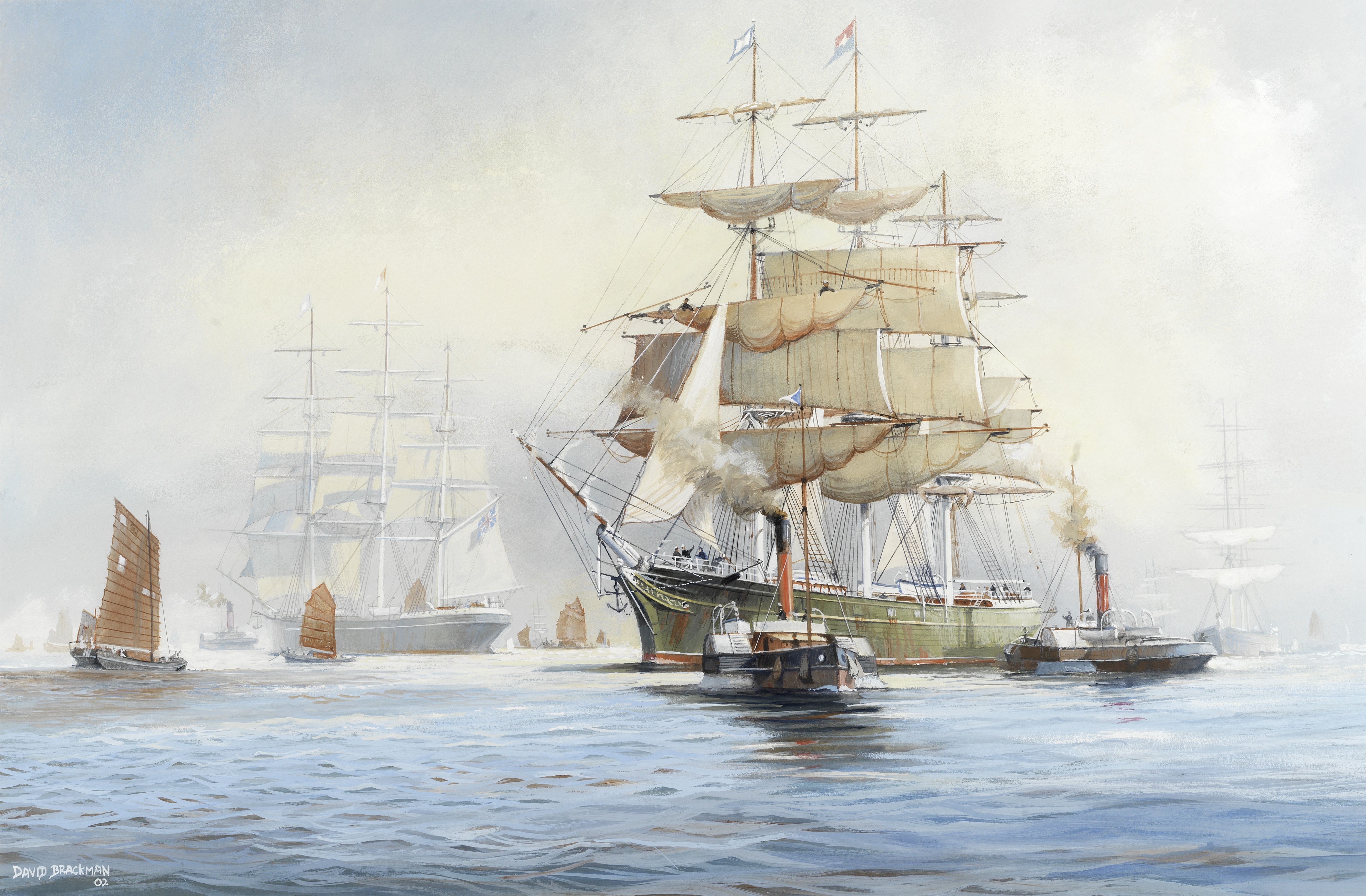 David Brackman (British, 1932-2008) Thermopylae departing from Foochow