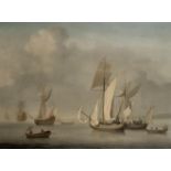 Charles Brooking (British, 1723-1759) A royal yacht, men o'war, and two galliots becalmed off a c...