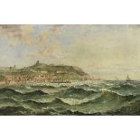 John Mundell (British, 1818-1875) Scarborough from the sea; A cliffside castle, a pair (2)