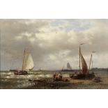 Abraham Hulk (Dutch, 1813-1897) Sorting the catch; Boats in an estuary, a pair each 20.3 x 30.5cm...