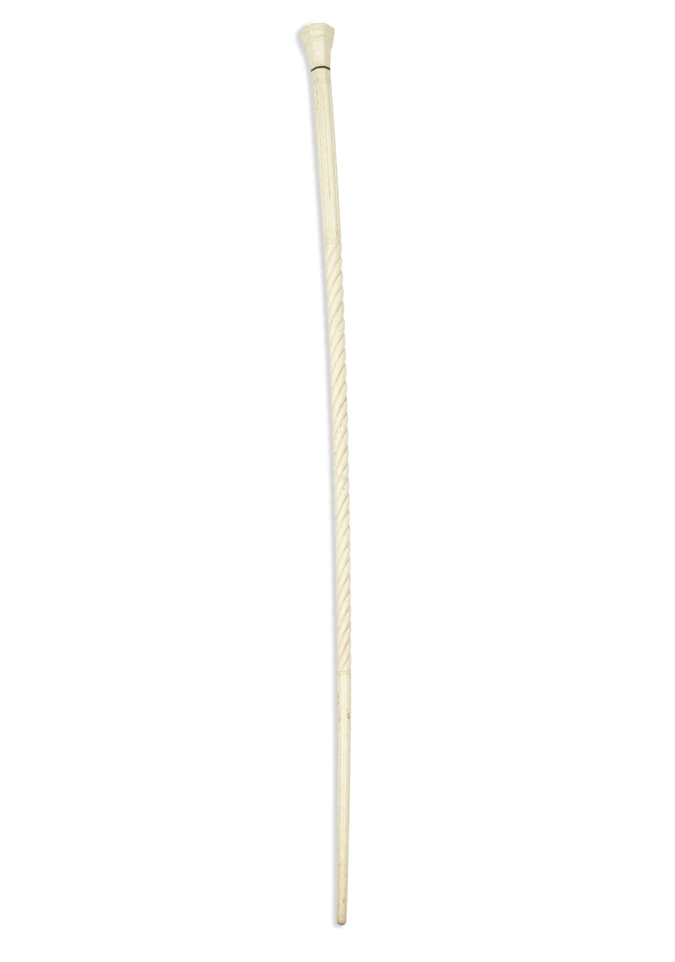 A carved whalebone walking stick, English, mid 19th century,