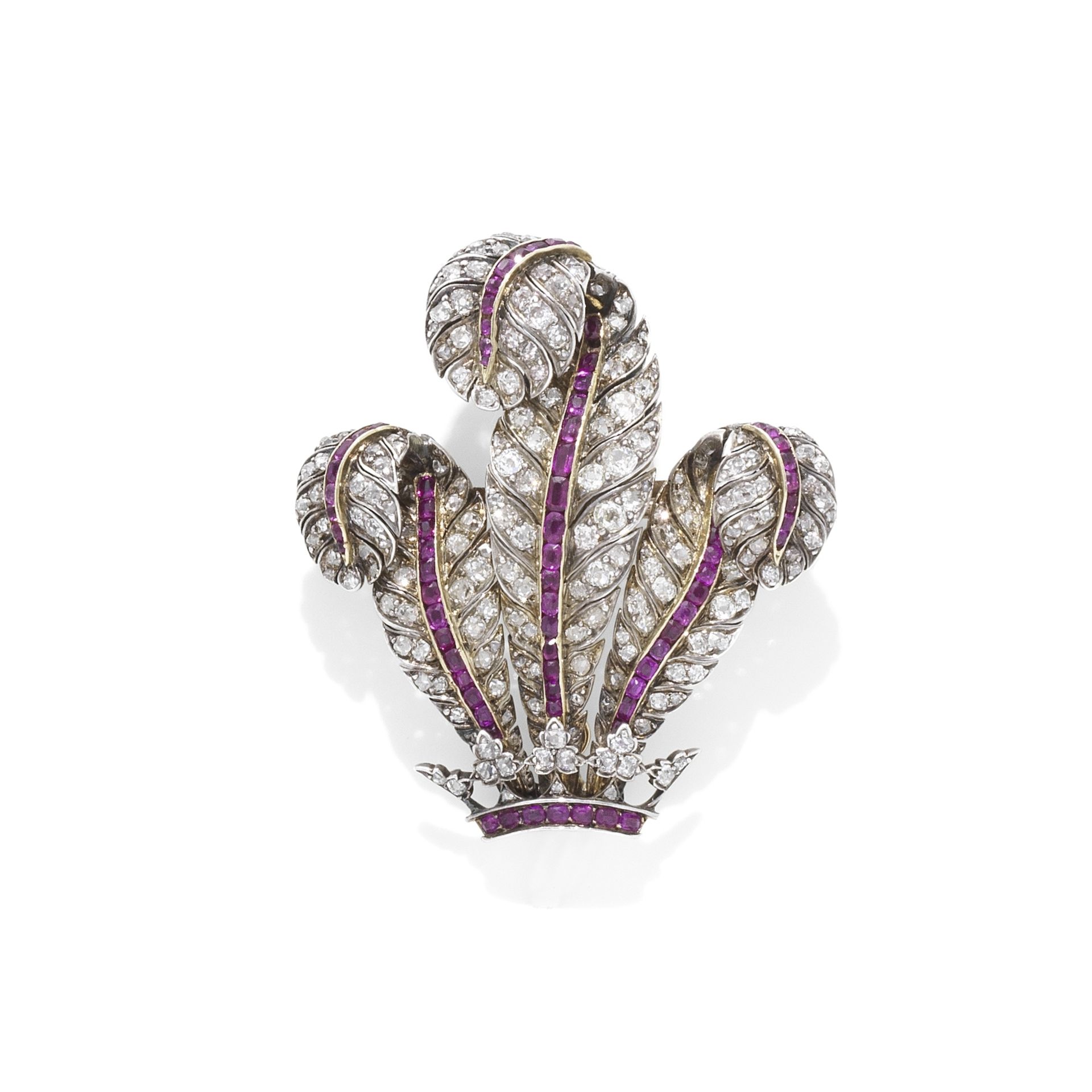 A RUBY AND DIAMOND TIARA ORNAMENT,