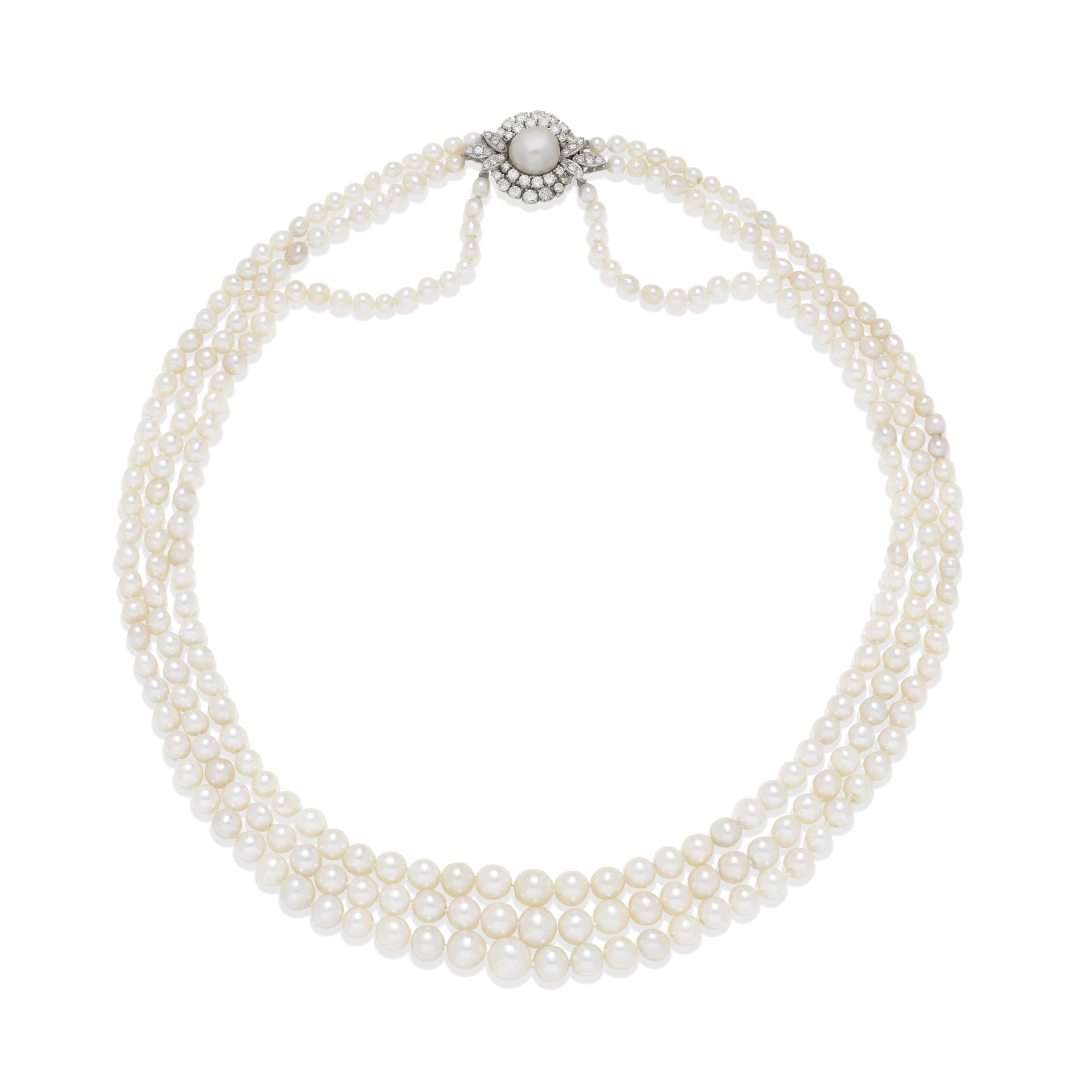 A NATURAL PEARL AND DIAMOND NECKLACE, BY NANNINI