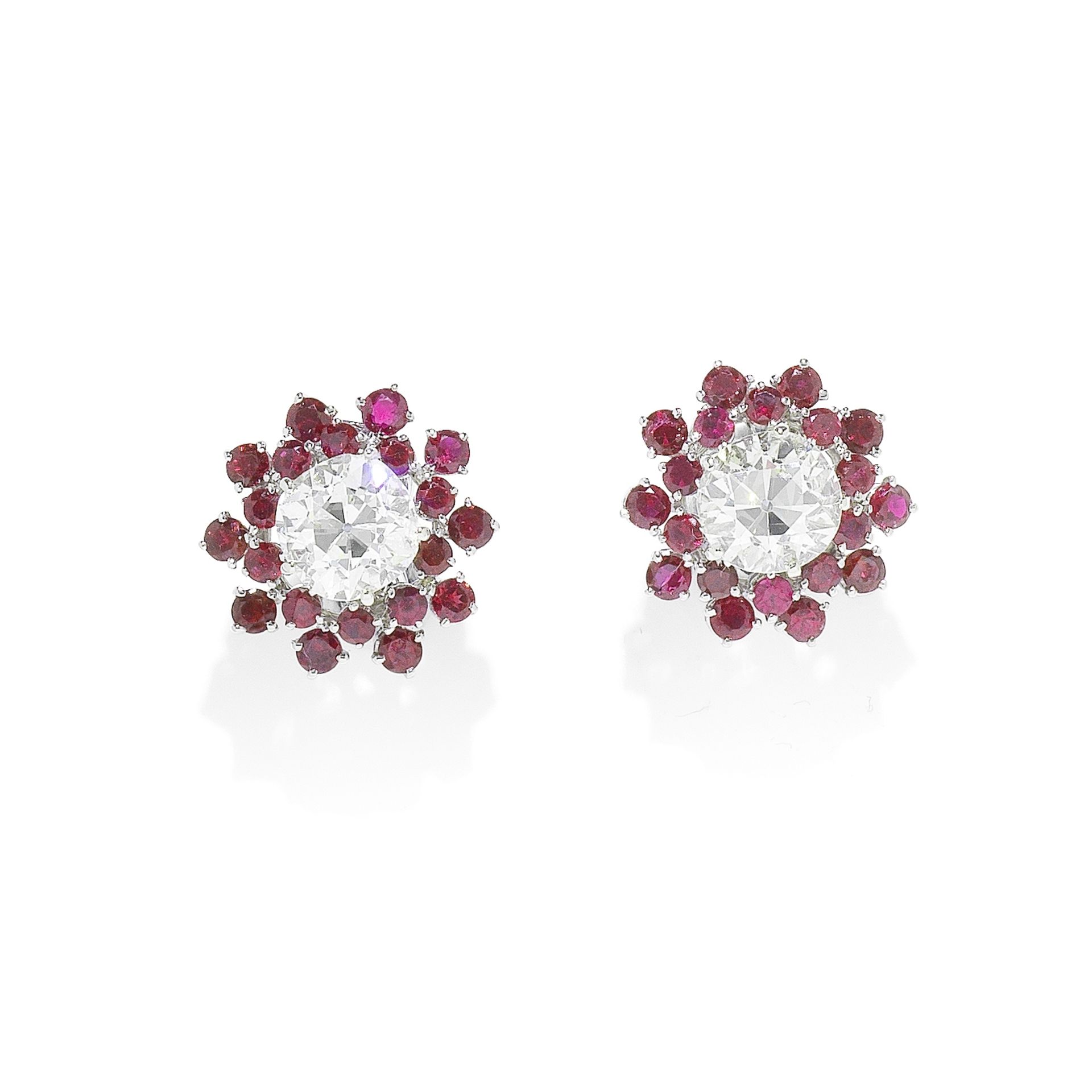 A PAIR OF RUBY AND DIAMOND EARCLIPS, BY NANNINI