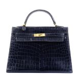 Midnight Blue Crocodile Kelly 32, Herm&#232;s, c. 1960, (Includes padlock, keys, cloche and dust ...