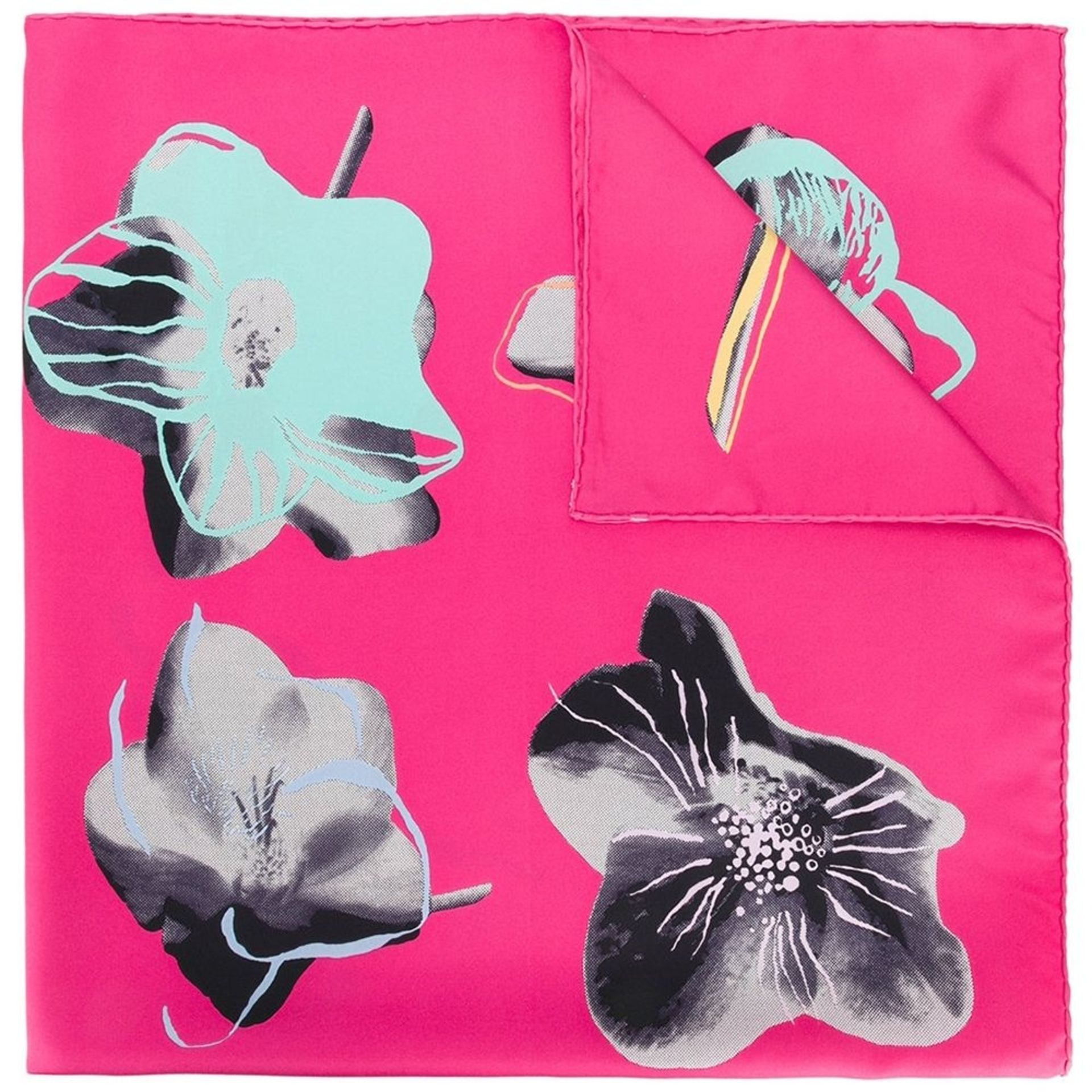 Pink Flower Print Silk Scarf, Christian Dior,