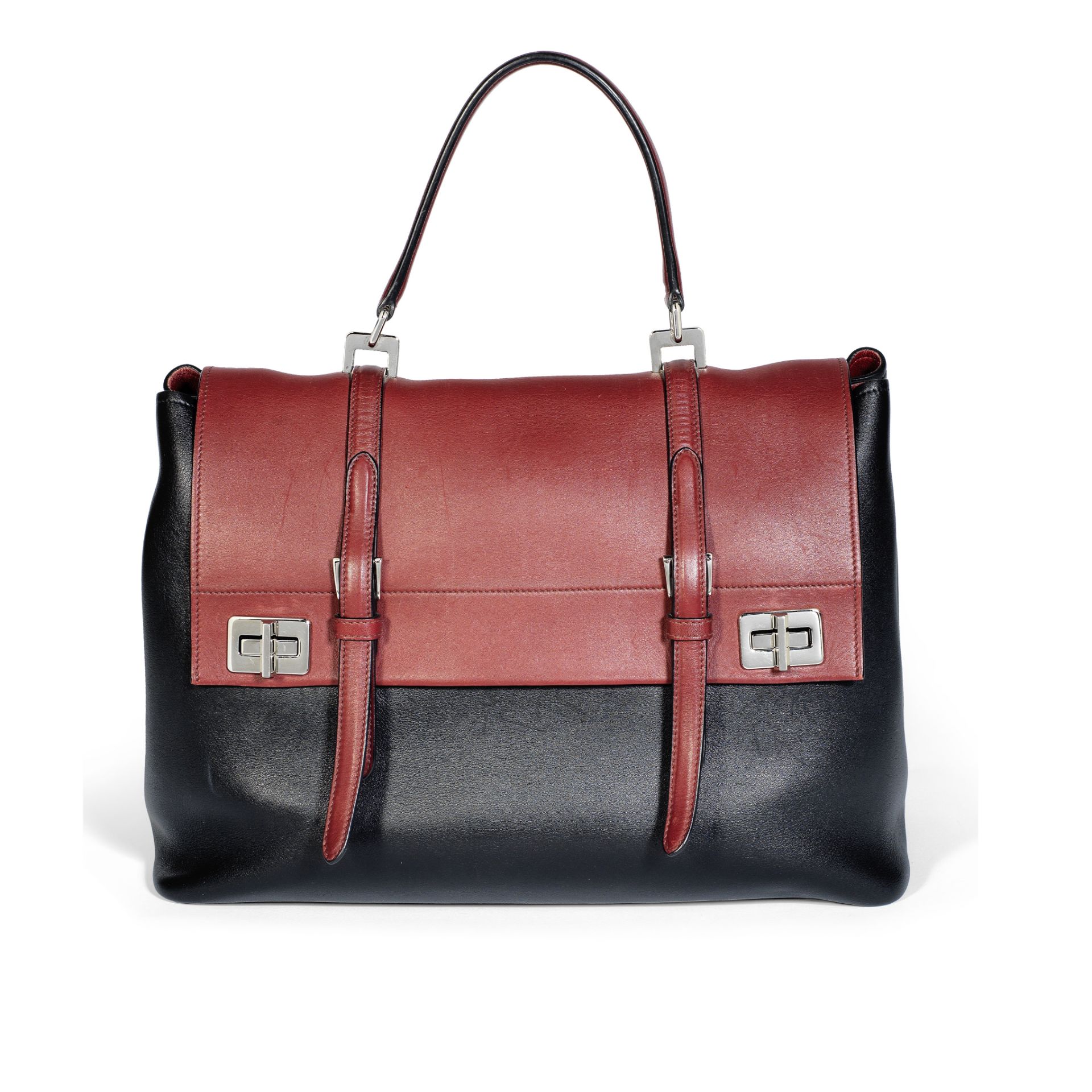 Black and Red Calf City Satchel, Prada, c. 2014, (Includes authenticity card and dust bag)