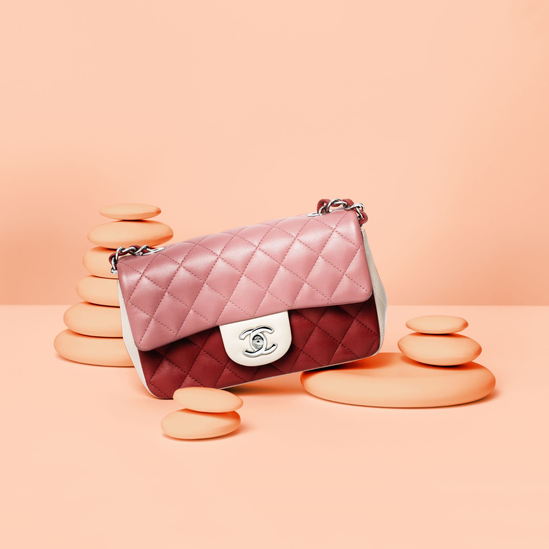 Tri-Colour Valentine Small Classic Flap Bag, Chanel, limited edition 2014, (Includes serial stick...