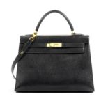 Black Clemence Kelly Sellier 32, Herm&#232;s, c. 1992, (Includes padlock, key, cloche, associated...