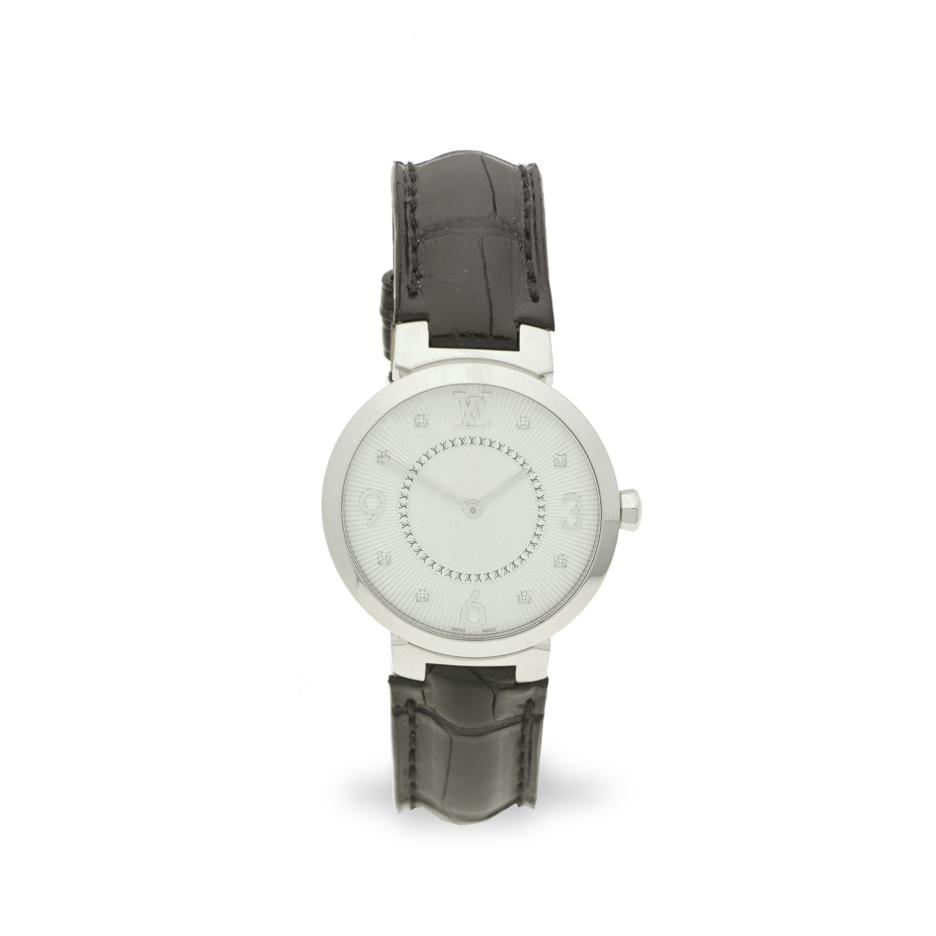 Louis Vuitton. A lady's stainless steel quartz wristwatch Tambour Slim Monogram , Ref: Q13MJ, Pu...