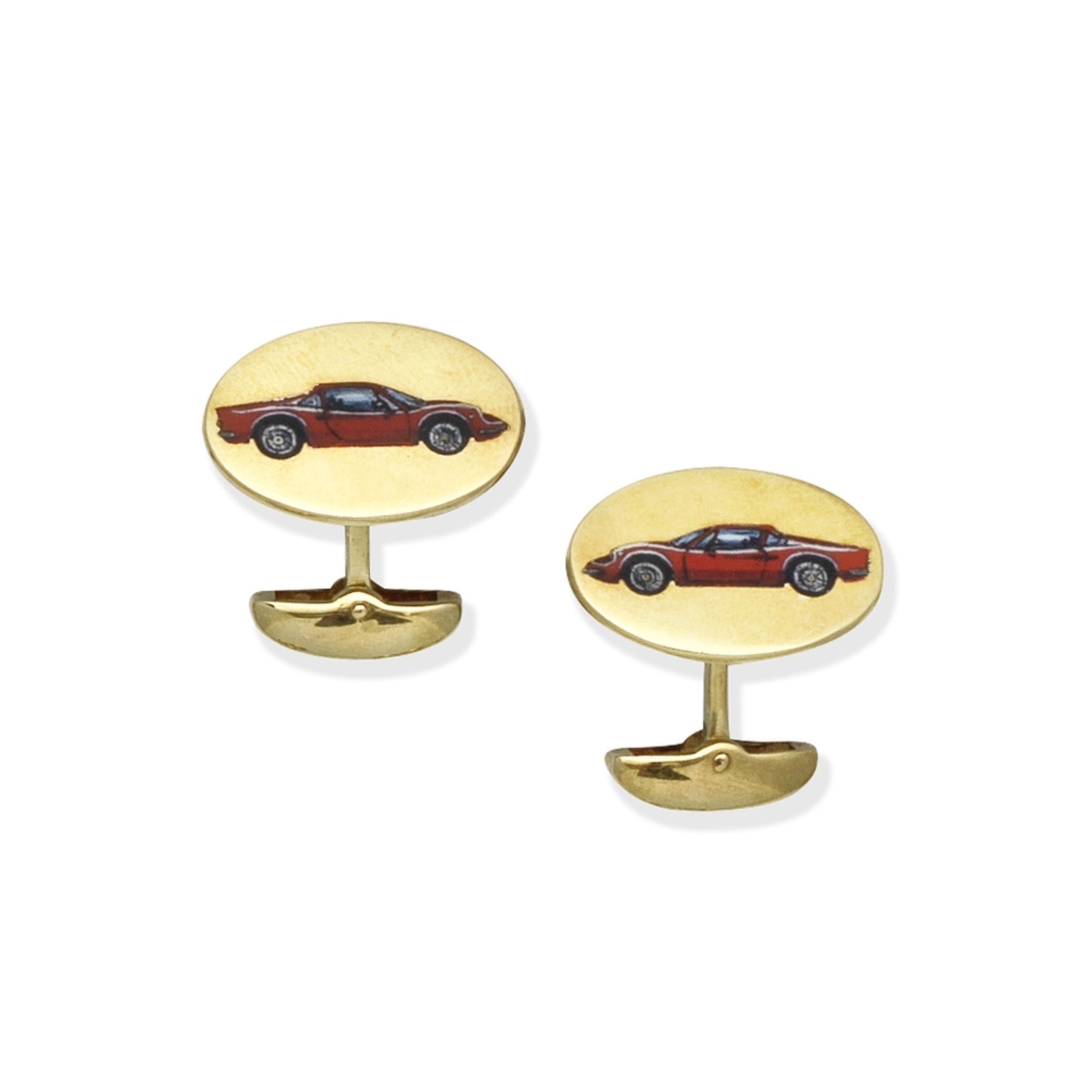 ASPREY: ENAMEL AND GOLD CUFFLINKS,