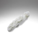 A WHITE JADE BELT HOOK Qing Dynasty