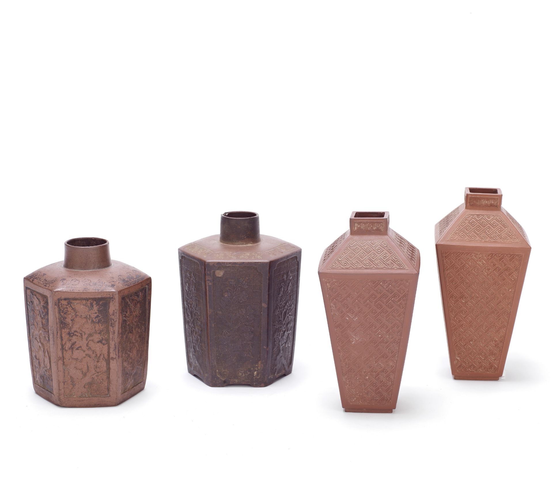 FOUR YIXING TEA CADDIES 18th and 19th century (4)
