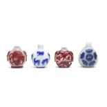 A GROUP OF FOUR GLASS OVERLAY SNUFF BOTTLES Qing Dynasty (4)
